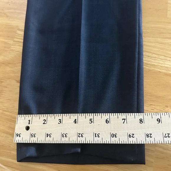 Ermenegildo Zegna Roma Fit‎ Navy Windowpane Wool Dress Pants 48 Made Switzerland